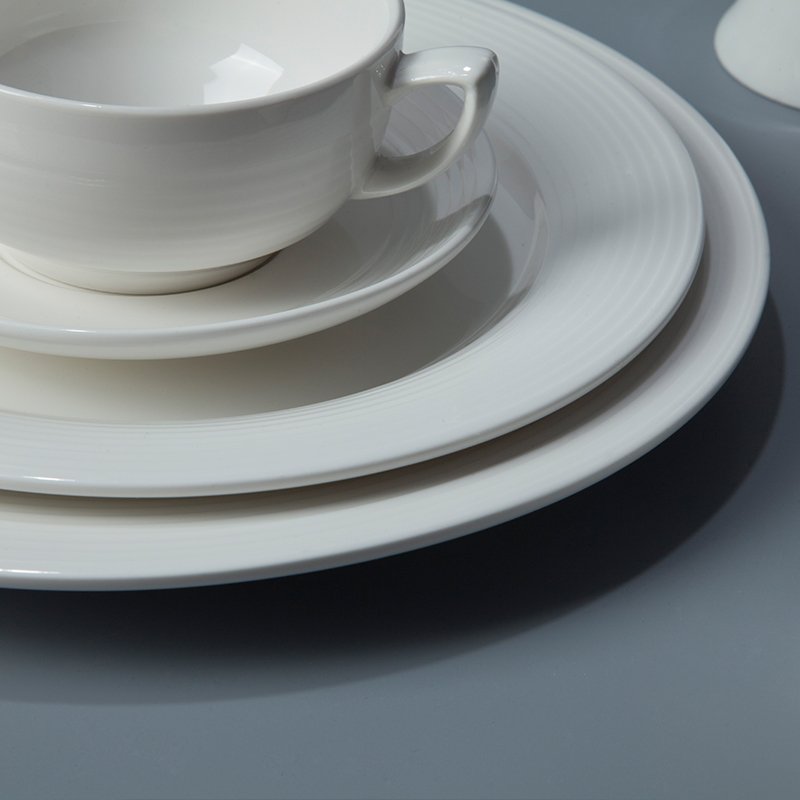 Two Eight-Find White Plate Set Plain White Porcelain Dinnerware From Two Eight Ceramics