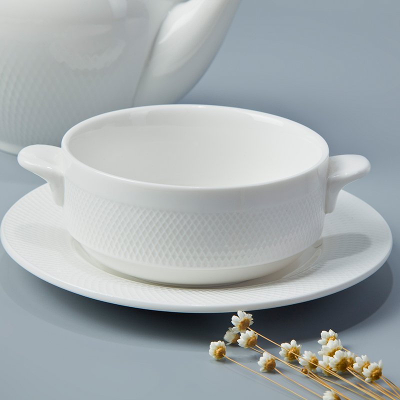 Two Eight-Contemporary Sample Style Round White Porcelain Dinner Set - TW03-1