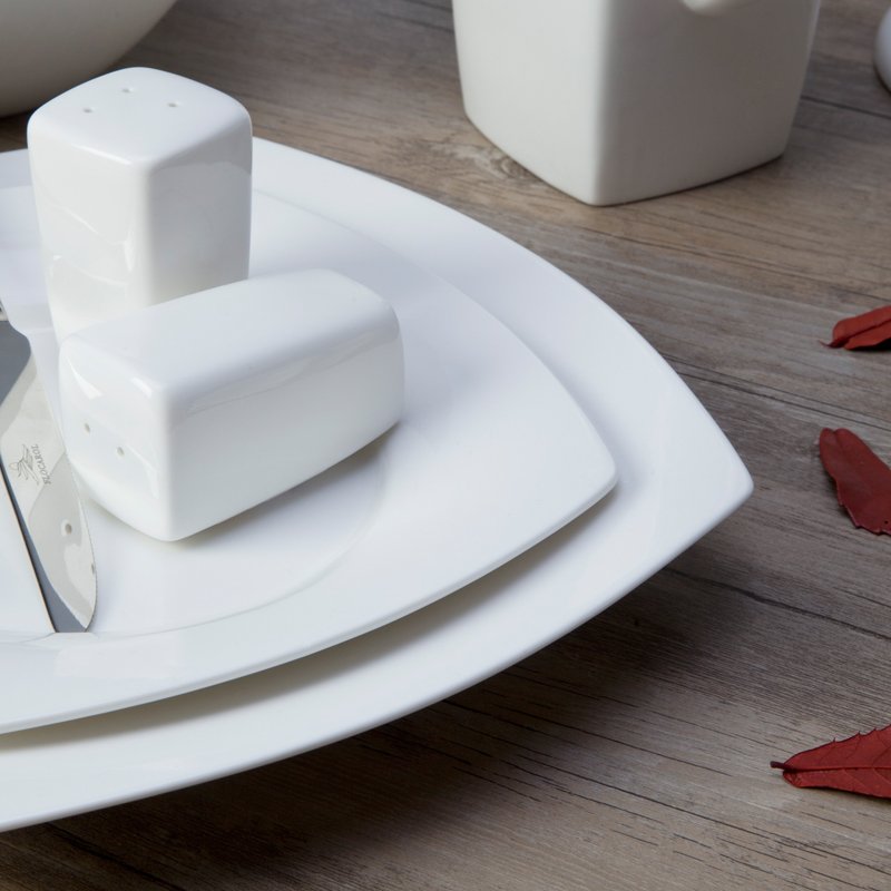 Two Eight-Casual Modern Square White Porcelain Dish Set for Hotel - TW05