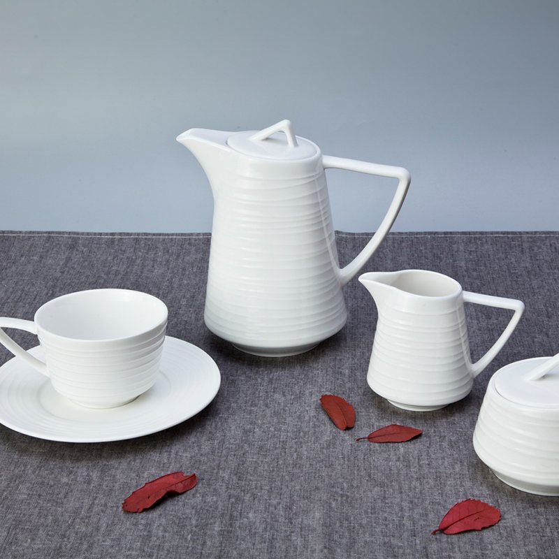 Two Eight-Elegant Style Round White Hotel Embossed Porcelain Dinner Set - TW11-1