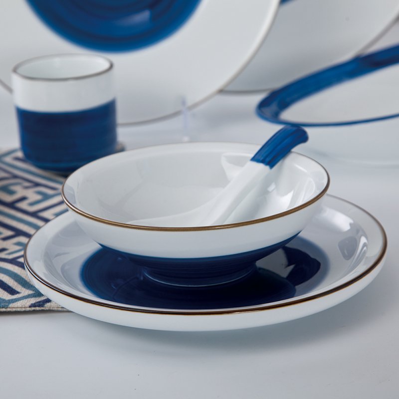 Two Eight-Navy Blue White Color Italian Style Bone china Dinner Set - TC20