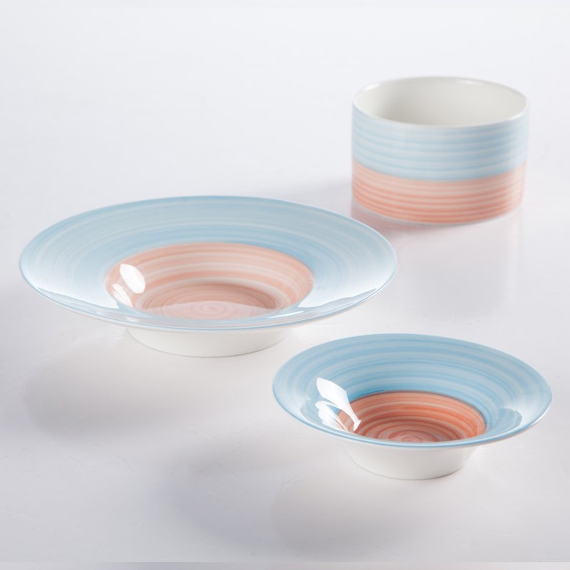 Two Eight-porcelain dinner sets for 12 | Colored Porcelain Dinner Set | Two Eight