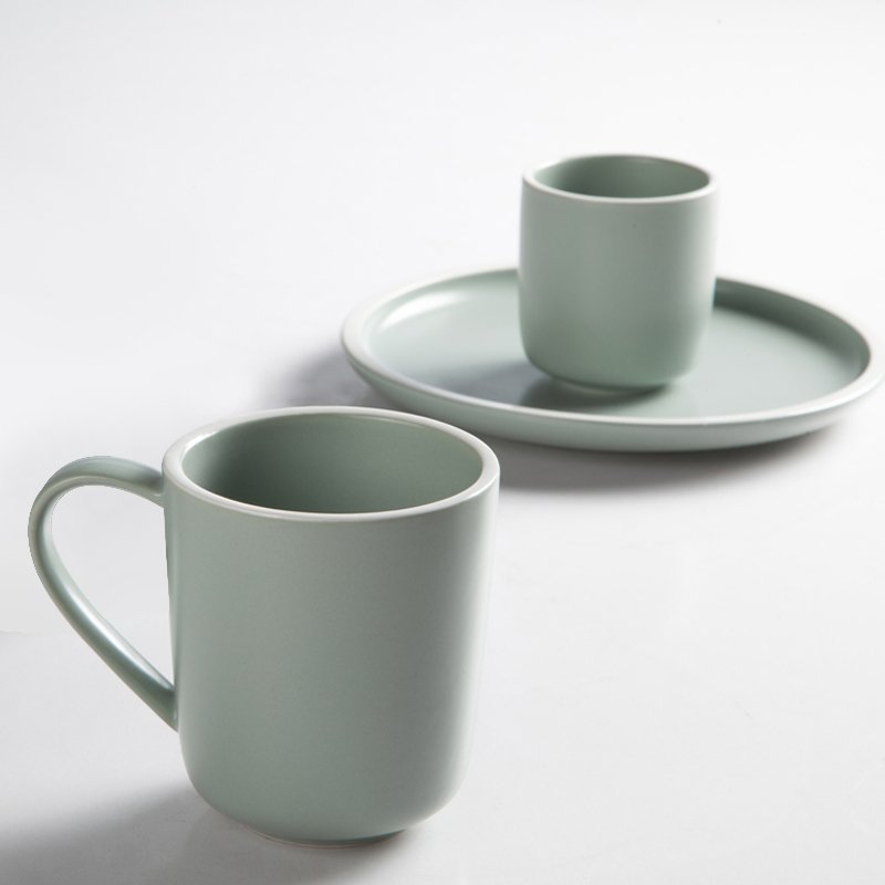 Two Eight-Modern Restaurant Dinnerware | Contemporary Style Jade Green Color Porcelain