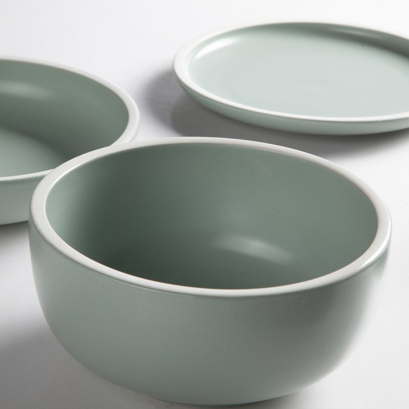 Two Eight-Modern Restaurant Dinnerware | Contemporary Style Jade Green Color Porcelain-1