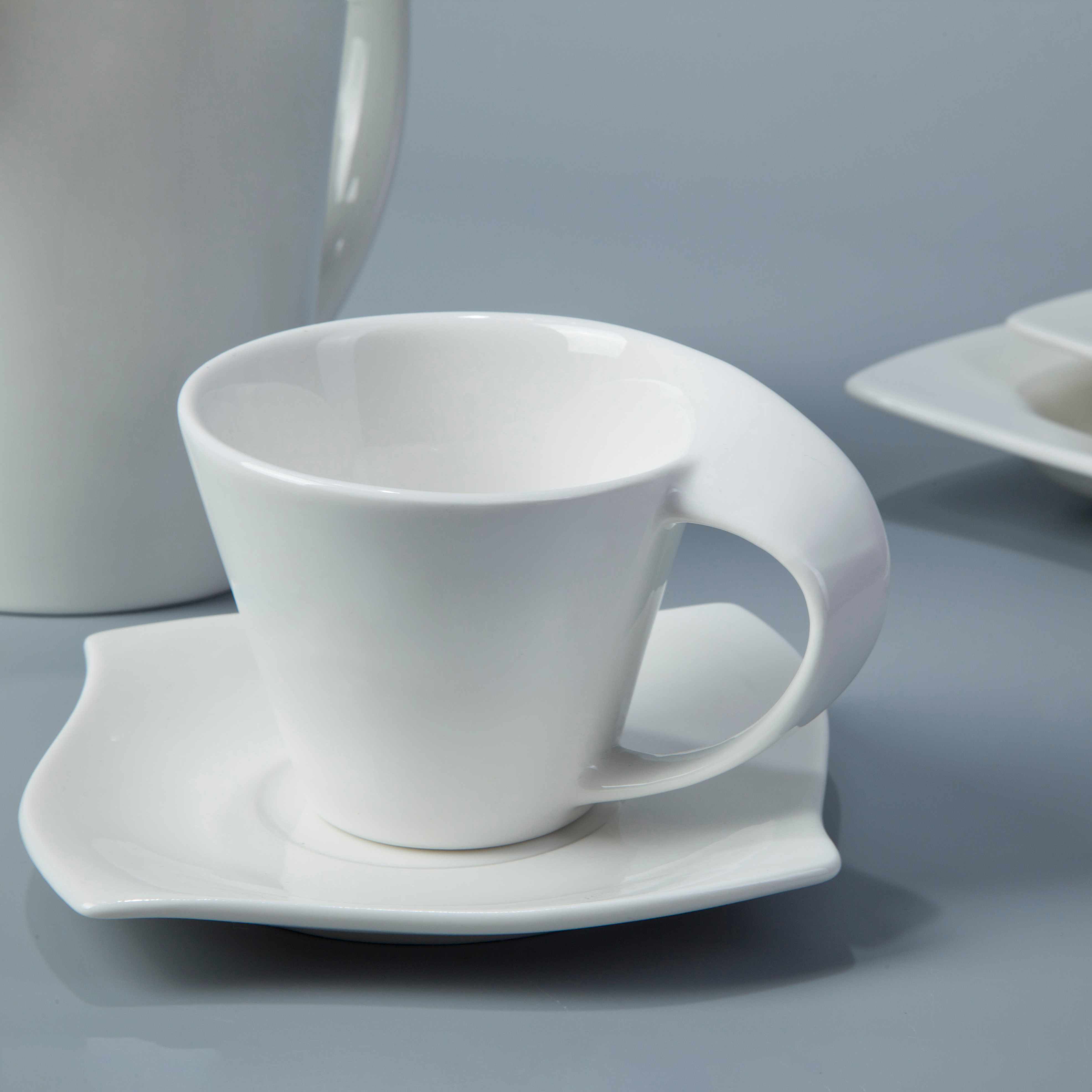 Two Eight-White Dinnerware Sets | Contemporary White Porcelain Dinnerware Restaurant