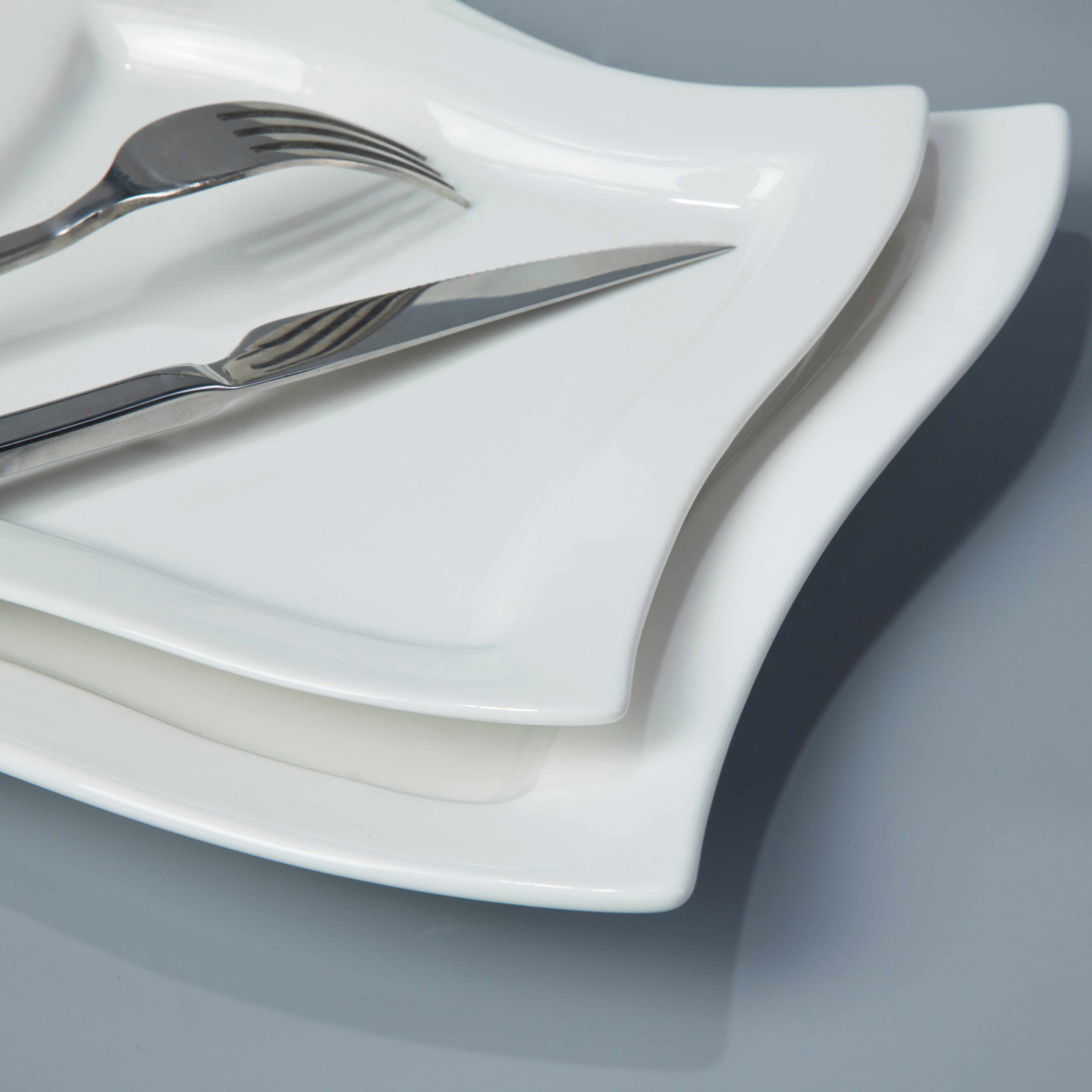 Two Eight-White Dinnerware Sets | Contemporary White Porcelain Dinnerware Restaurant-1
