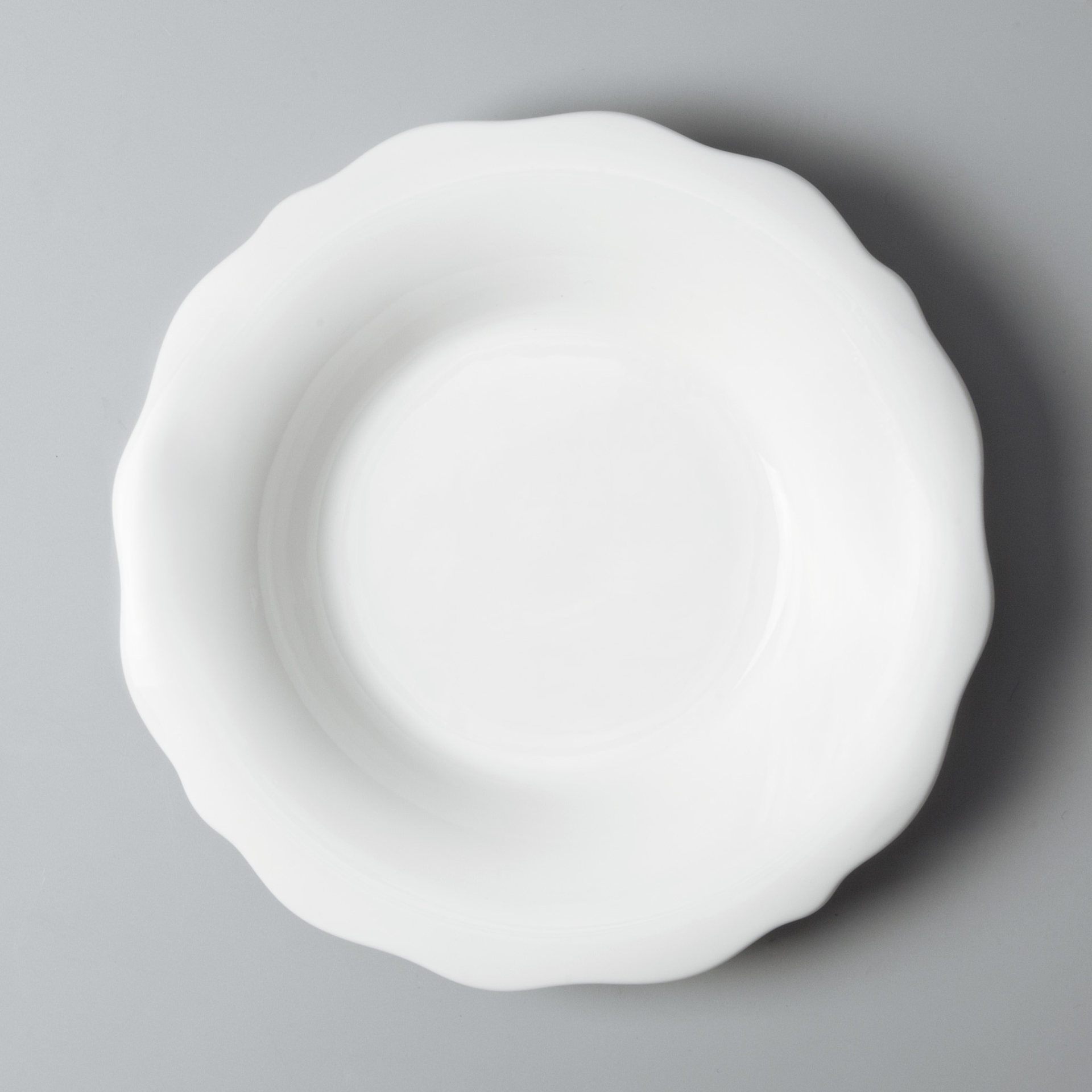 Two Eight German style white porcelain square plates customized for hotel