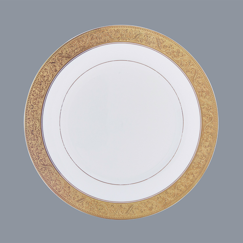 Mixed Golden And White Color Fine Bone china Dinnerware with Embossed Rim - TD02-2