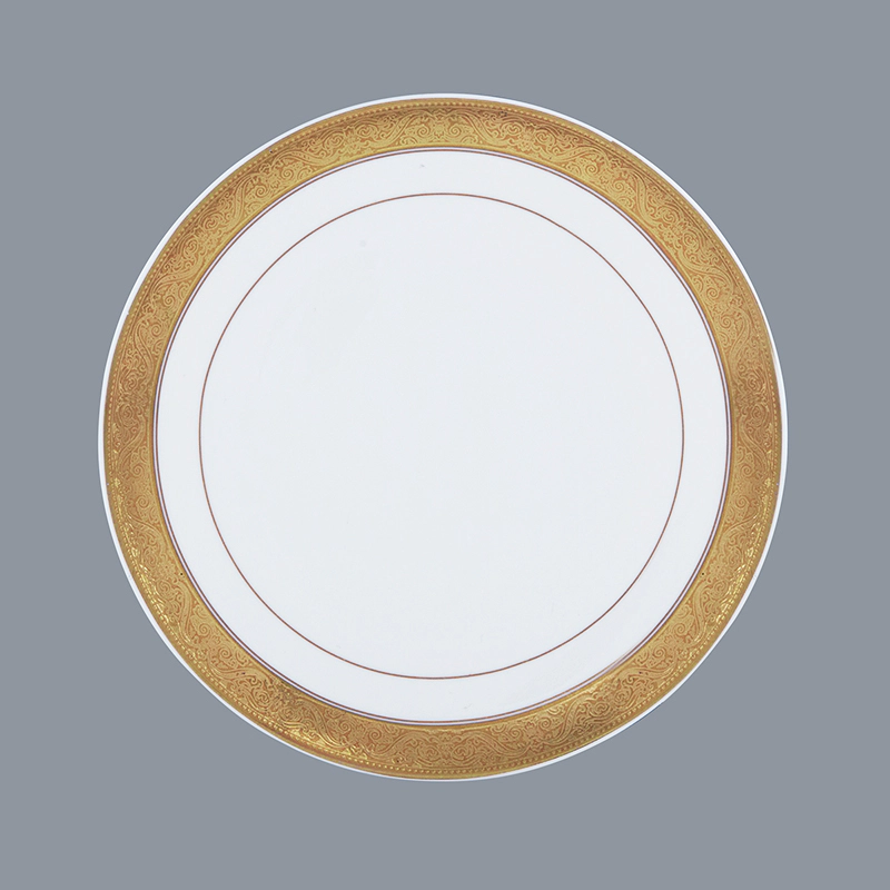 Mixed Golden And White Color Fine Bone china Dinnerware with Embossed Rim - TD02