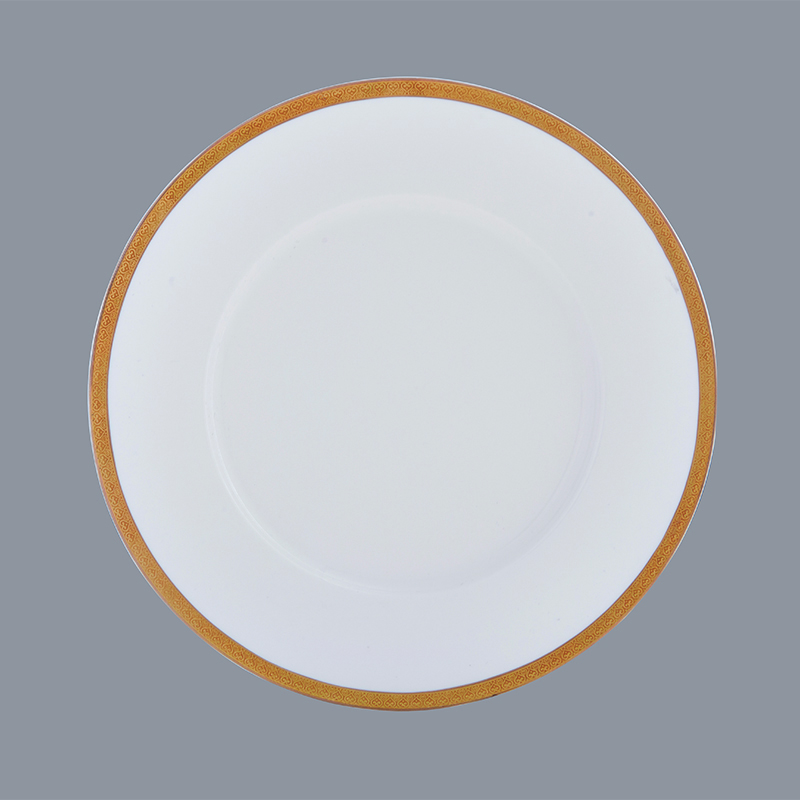 Casual Style White Fine Bone china Dinnerware With Gloden Decal Rim - TD04-2