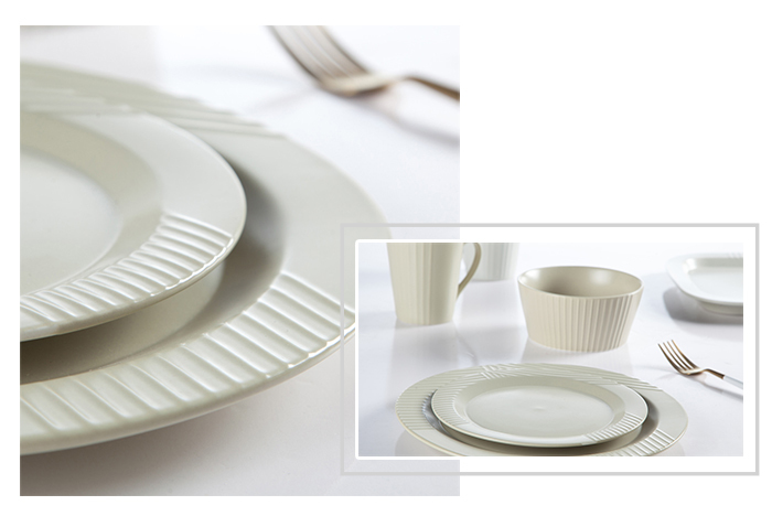 Two Eight Brand guagn line 16 piece porcelain dinner set embossed