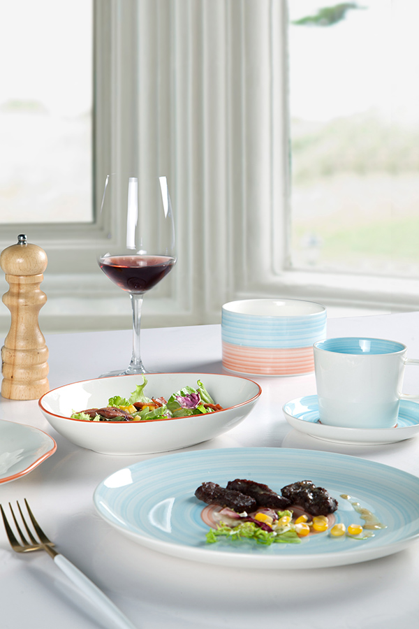 Italian style durable white dinnerware embossed for dinning room Two Eight-11