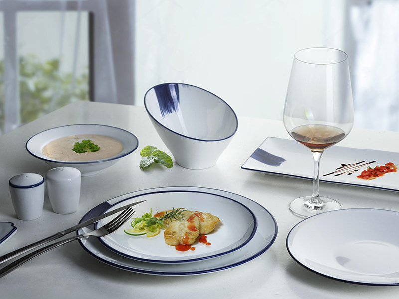 Italian style durable white dinnerware embossed for dinning room Two Eight-12