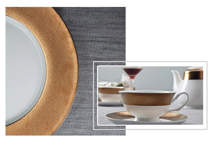 Safe Elegant Style Golden Fine Porcelain Dinnerware Sets for Hotel - TD13