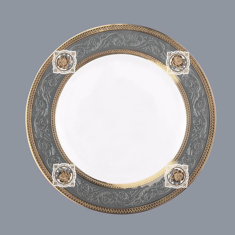 Two Eight Brand casual golden italian custom fine white porcelain dinnerware