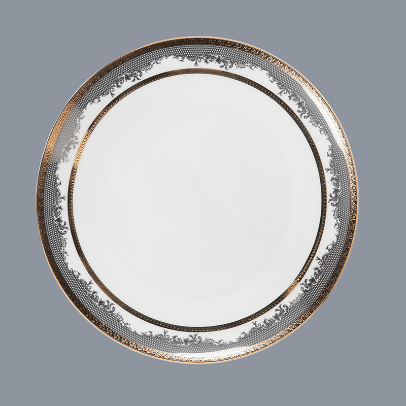 Classic Style Round Decal Fine Bone china Dinnerware with Golden Rim - TD11-4