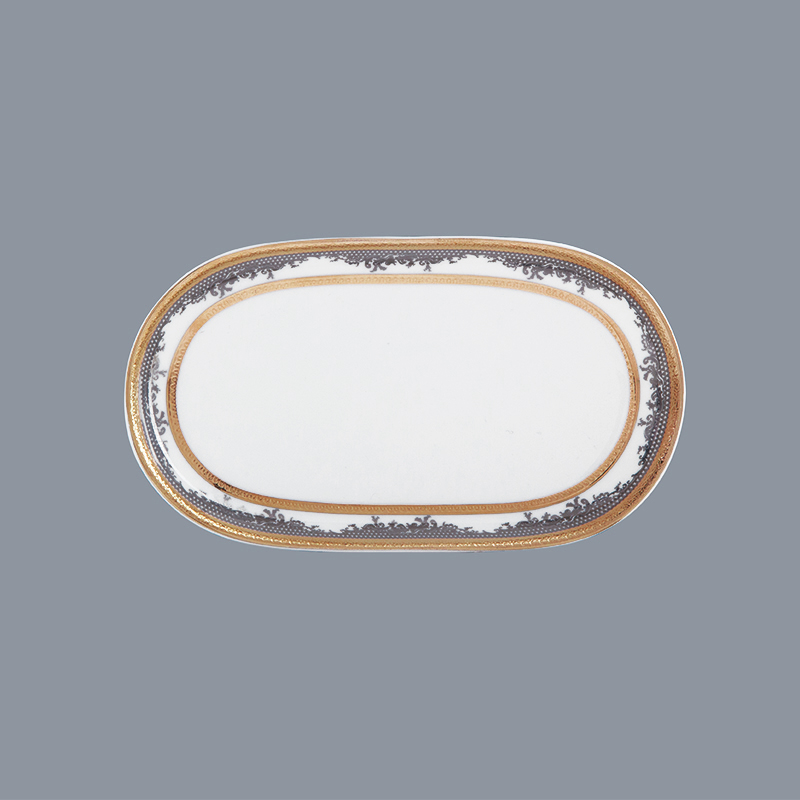 Classic Style Round Decal Fine Bone china Dinnerware with Golden Rim - TD11-6