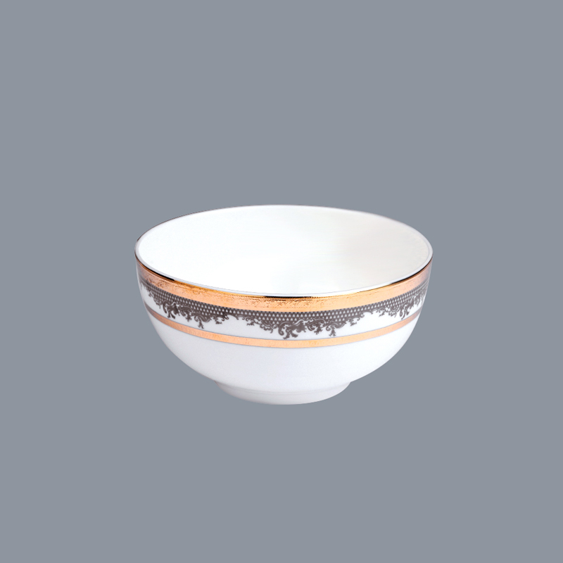 Classic Style Round Decal Fine Bone china Dinnerware with Golden Rim - TD11-8