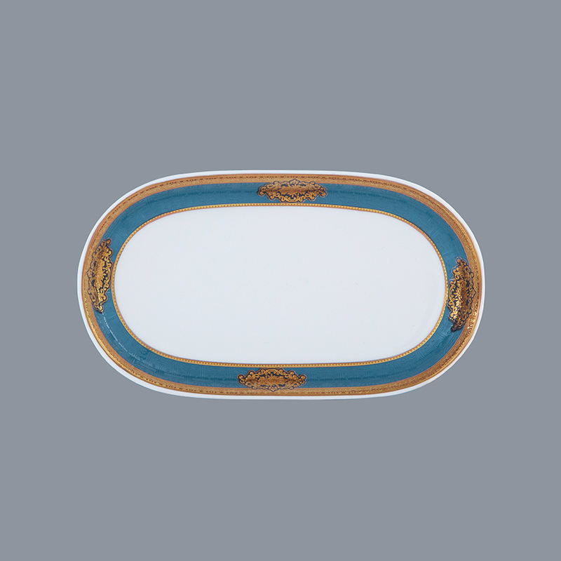 Royalty Style Fine Porcelain Dinnerware With Blue & Gold Decal Rim - TD10-6