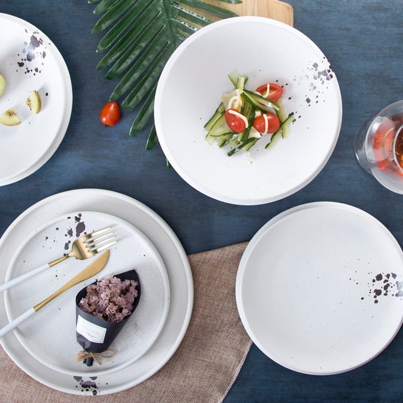 Two Eight Classic & White Color Modern Style Ceramic Dinner Set - SHI TOU BAI SERIES Colored Porcelain Dinner Set image3