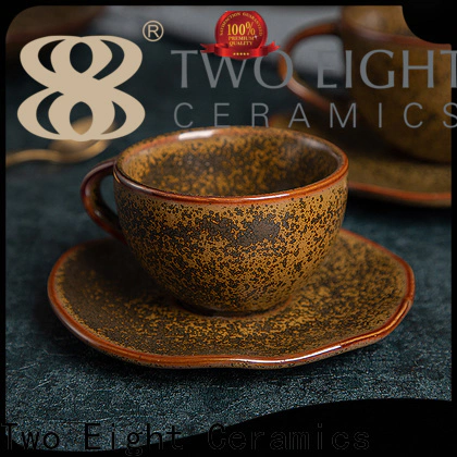 Two Eight black ceramic coffee mugs company for bistro
