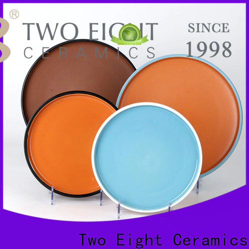 Two Eight coloured ceramic plates for business for dinning room