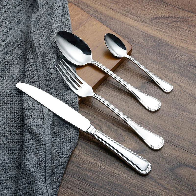 LV2026 Ribbon Embossed Design Collection- 2021 Popular Stainless Steel 304 Cutlery for Restaurant