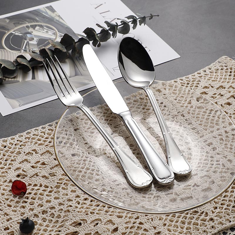 LV2026 Ribbon Embossed Design Collection- 2021 Popular Stainless Steel 304 Cutlery for Restaurant