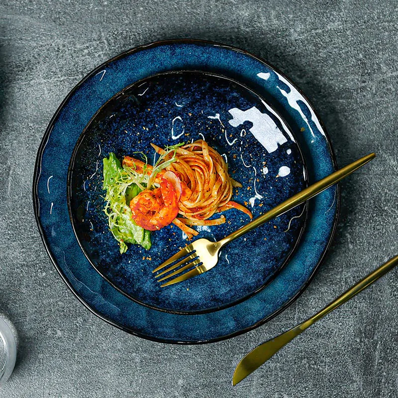 Lotus Blue Collection - 2021 Unique Reactive Glaze Craft Porcelain Dinnerware for Hotel, Restaurant, Event