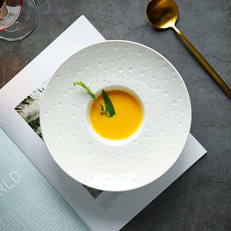 Meteor Collection - 2022 New Design White Unique Textured Porcelain Dinnerware For Hotel, Restaurant, Event...