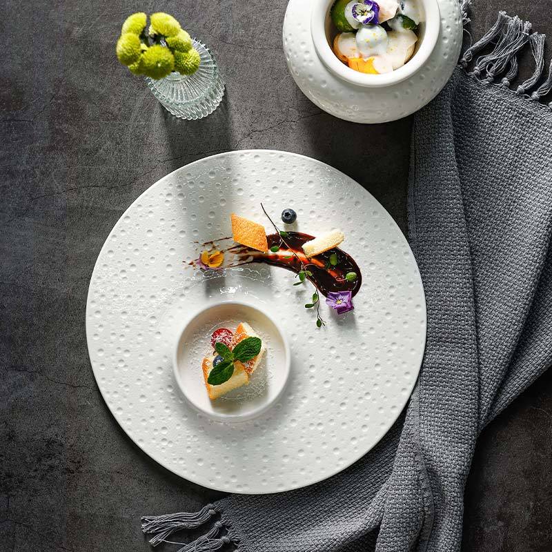 Meteor Collection - 2022 New Design White Unique Textured Porcelain Dinnerware For Hotel, Restaurant, Event...