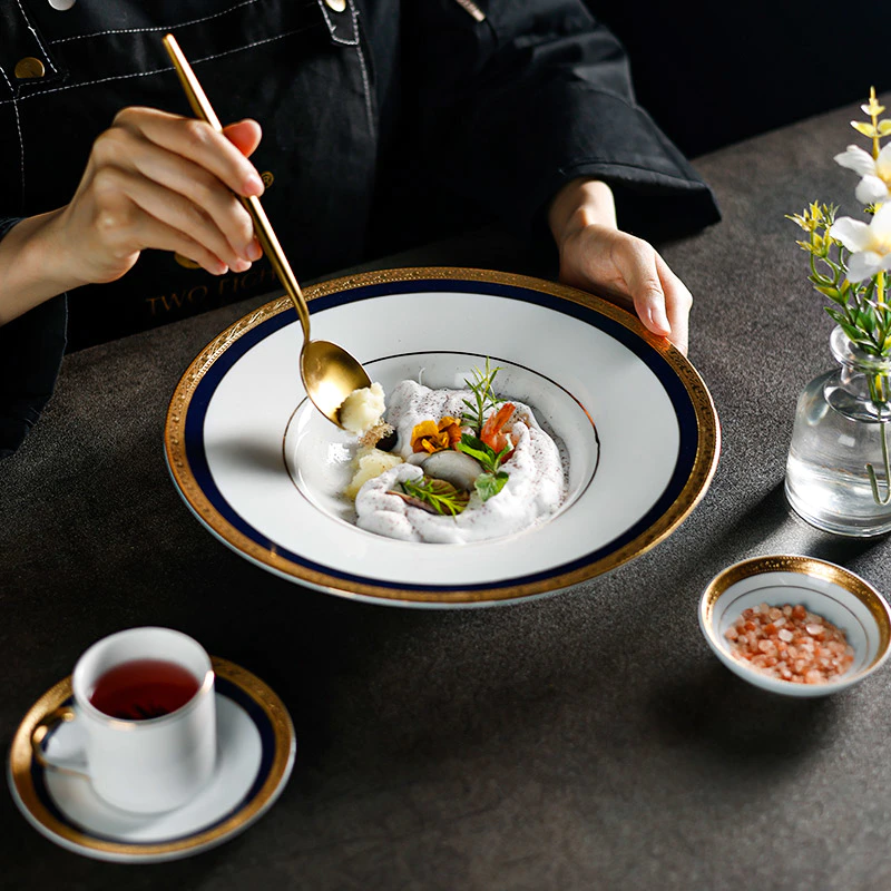 Alchemy White Collection- 2022 New Design White Porcelain Dinnerware Sets With Gold Decal For Hotel, Restaurant, Event...