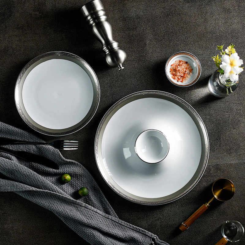 Moonlight Collection - 2022 Timeless And Durable Dinnerware Collection, Silver Embossed Design Brings Royal Feeling For Hotel, Restaurant, Event...