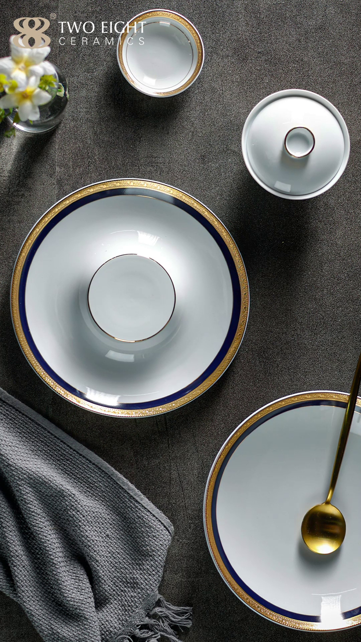 Alchemy White Collection - 2022 New Design Porcelain Dinnerware With Golden Design