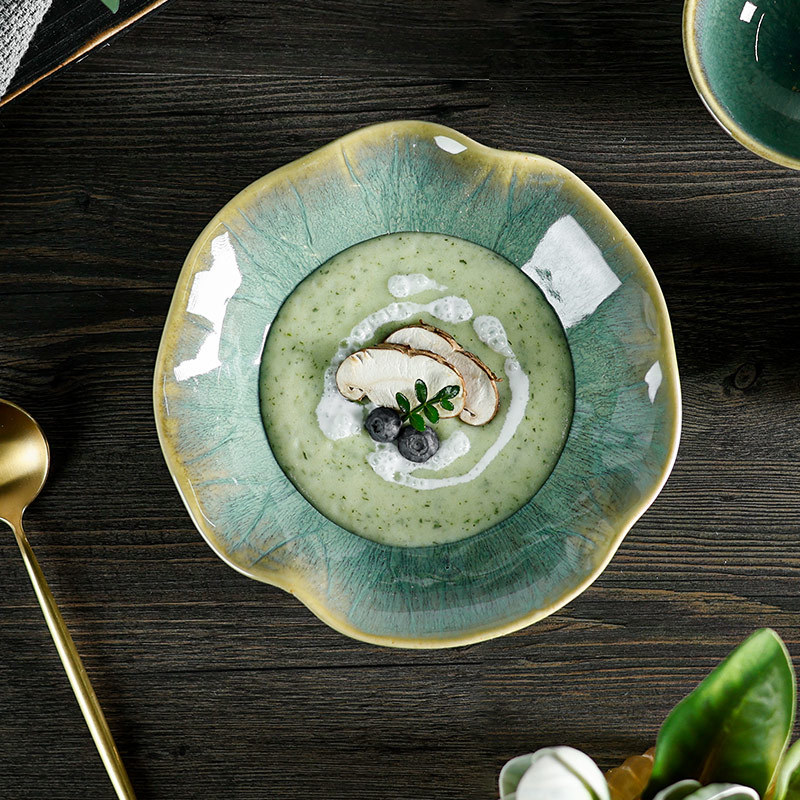 Noble Green Collection- Reactive Glaze Surface And Texture Details Show Sophistication And Craftsmanship Suitable For Hotel, Restaurant, Event...