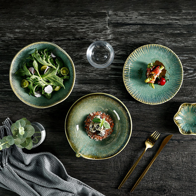 Noble Green Collection- Reactive Glaze Surface And Texture Details Show Sophistication And Craftsmanship Suitable For Hotel, Restaurant, Event...