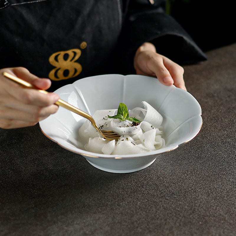 Gold Girassol Collection -2023 New Design White  Porcelain Dinnerware For Hotel, Restaurant, Event.