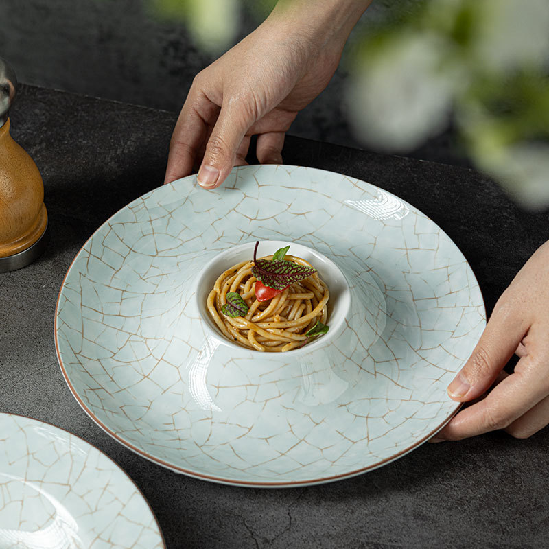 Marble Collection - Irregular Folded Lines With Green Base Color Provide Uniqueness To Restaurants, Hotels, And Wedding Tableware