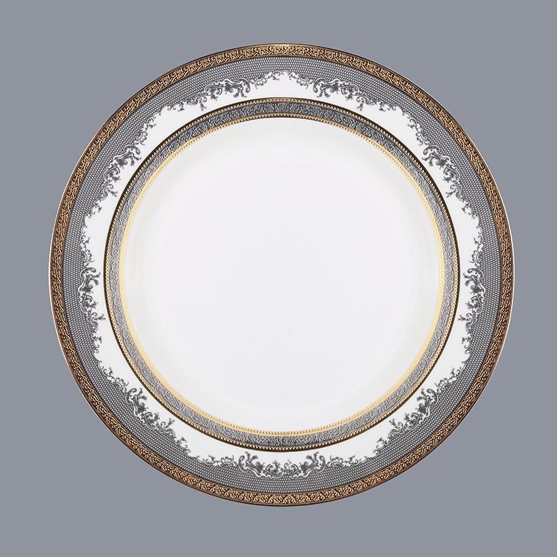Classic Style Round Decal Fine Bone china Dinnerware with Golden Rim - TD11-3