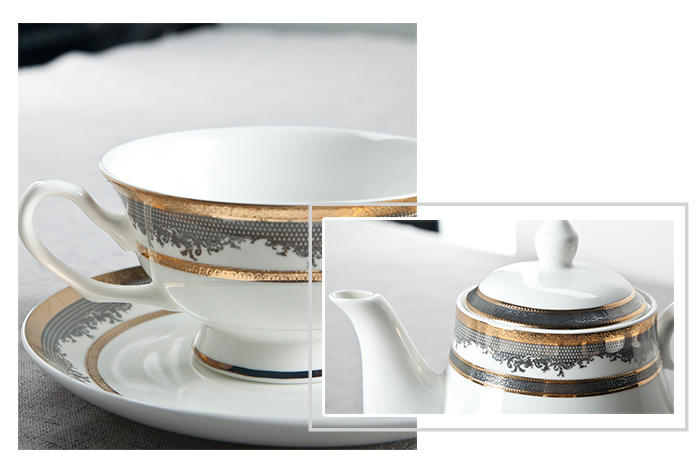 Classic Style Round Decal Fine Bone china Dinnerware with Golden Rim - TD11-1