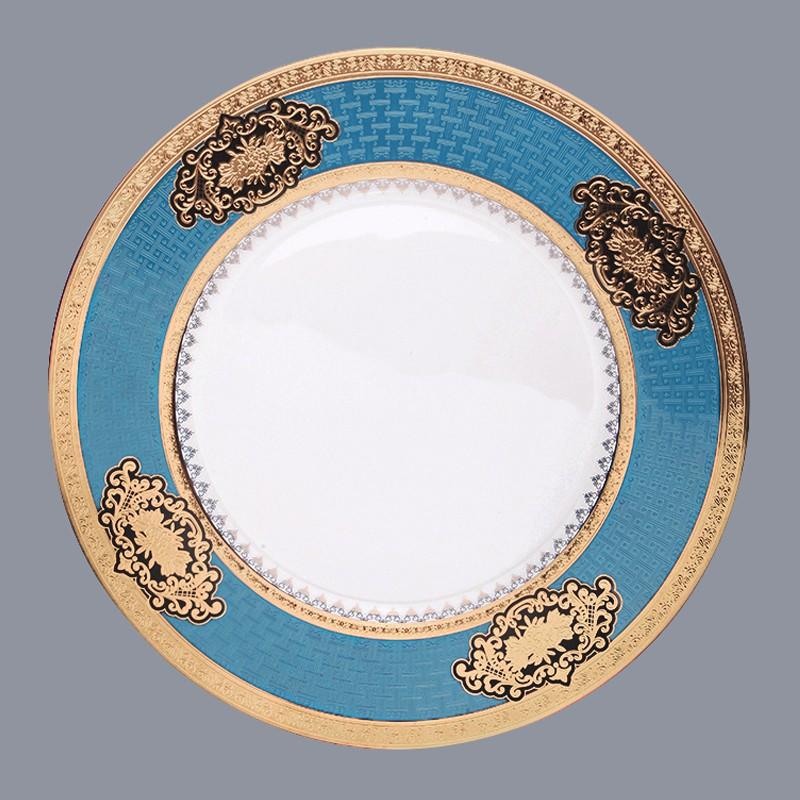 Royalty Style Fine Porcelain Dinnerware With Blue & Gold Decal Rim - TD10-2