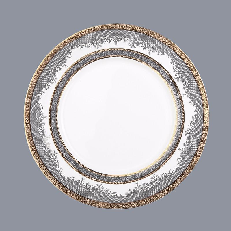Classic Style Round Decal Fine Bone china Dinnerware with Golden Rim - TD11-2