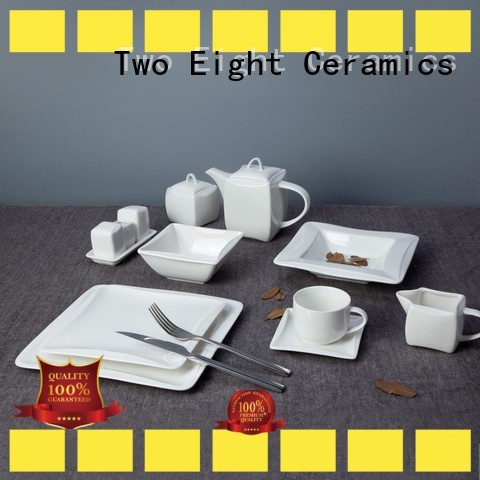 white square porcelain dinner set french style for restaurant Two Eight