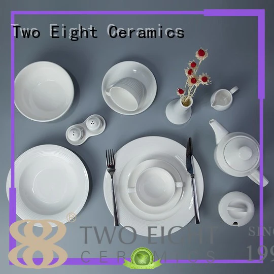 Two Eight round white porcelain dish set directly sale for home