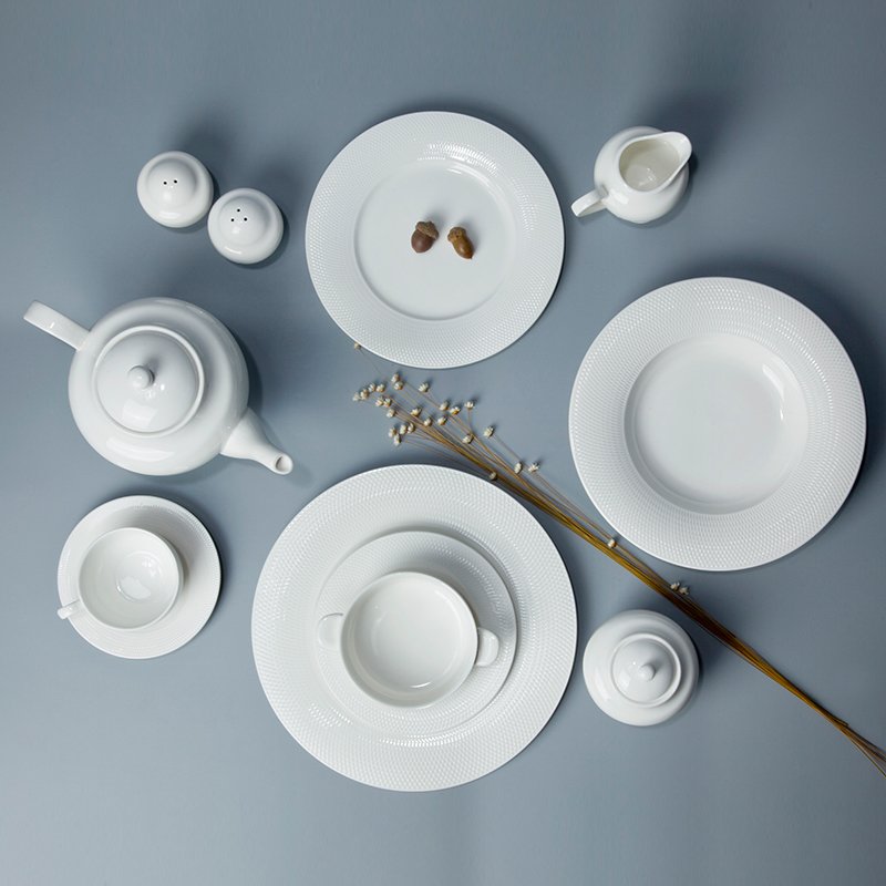 Two Eight Contemporary Sample Style Round White Porcelain Dinner Set - WANG GE SERIES White Porcelain Dinner Set image29