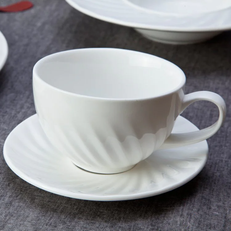 Fashion Style Round White Embossed Porcelain Dinner Set for Home - TW06