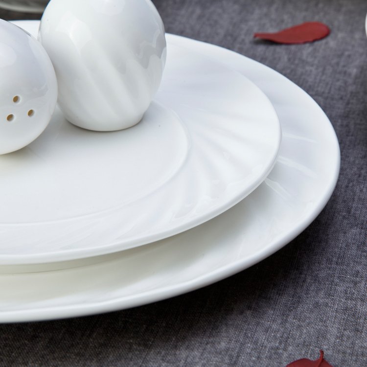 Fashion Style Round White Embossed Porcelain Dinner Set for Home - TW06