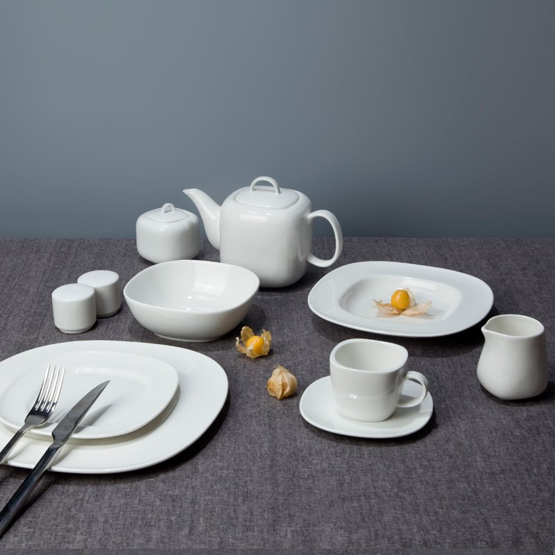 Two Eight Royalty Style White Ceramic Dinnerware Sets with Smooth Surface - GU BIAN YUAN JIAO SERIES White Porcelain Dinner Set image22