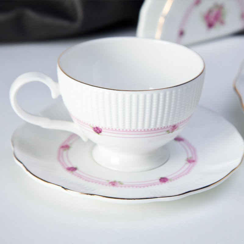 Fresh Style Round Fine Bone china Dinnerware with Flower And Silver Rim - TD17