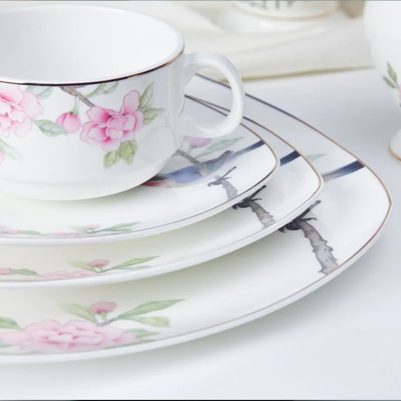 Modern Style Flower Round Porcelain Fine Bone china Dinnerware for Teahouse -  TD15